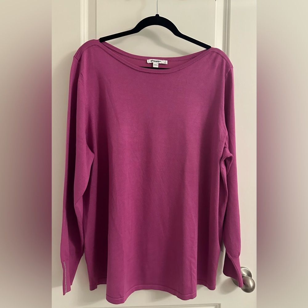 Chico’s Rayon Blend Pullover Sweater Size 4 US XXL Boat Neck Color Pink